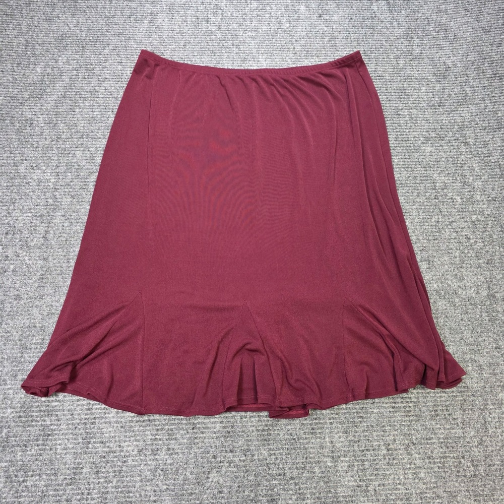 Choices Woman Gore Midi Skirt Women's Size 2X Burgundy Flared Hem Stretch